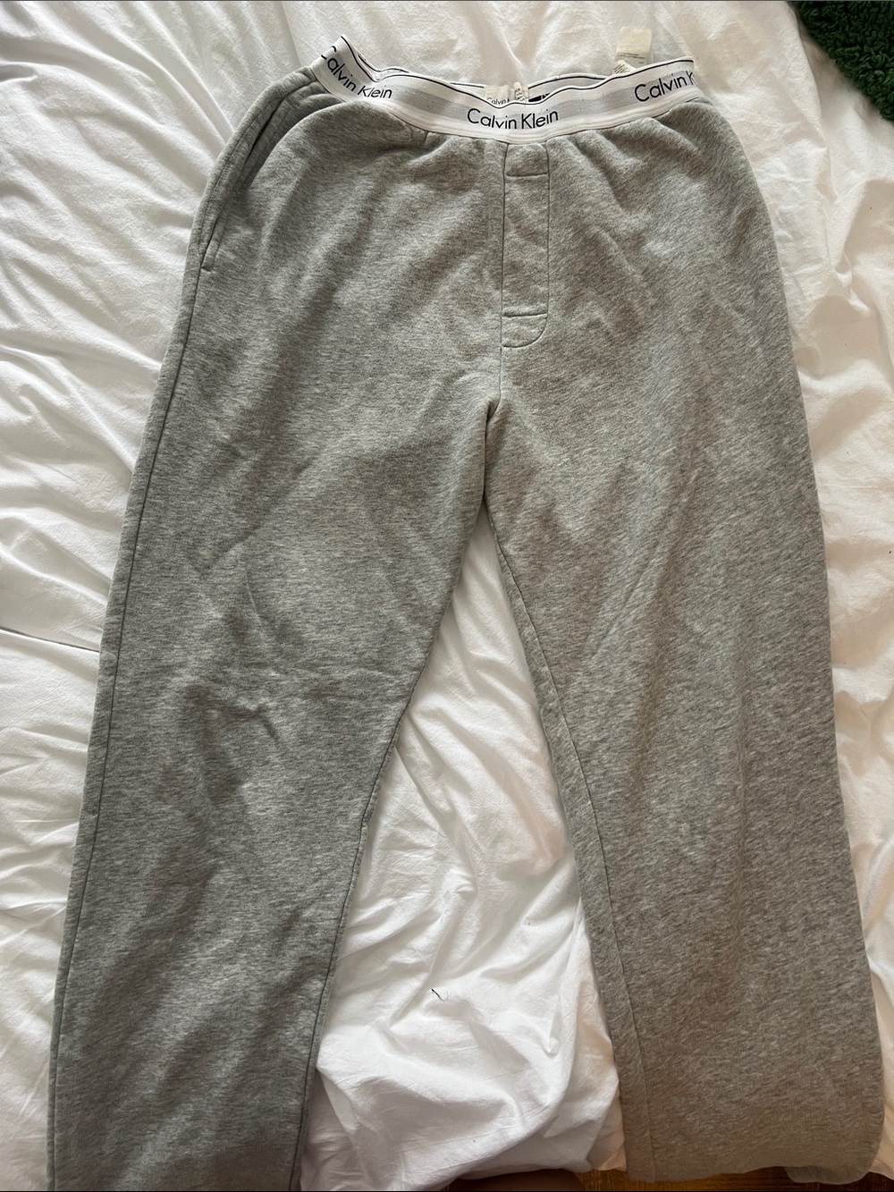Calvin Klein Men's Light Gray Logo-Waist Sweatpants